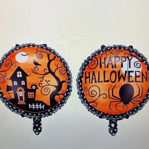 Yuvarlak Örümcekli Halloween Folyo Balon