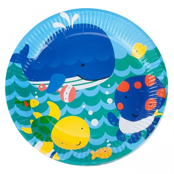 Neşeli Balıklar Mavi Karton Tabak