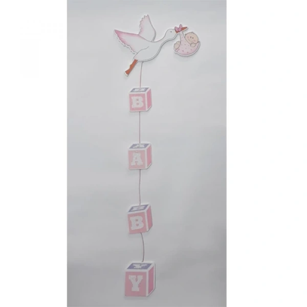 Pembe Leylek Tavan, Duvar ve Kapı Için Ahşap Sarkıt Süs