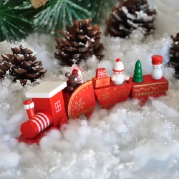 Yılbaşı Ahşap Dekor -Süslü Tren-