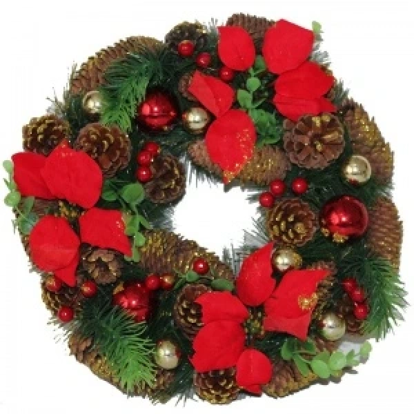 Yılbaşı Kapı Süsü Kozalaklı 20 cm