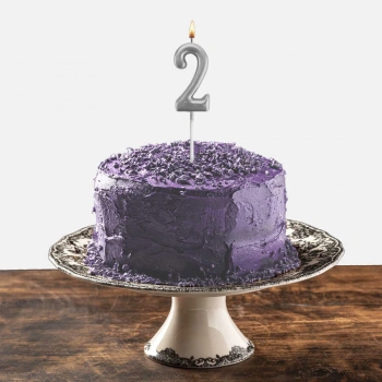 2 Rakam Gümüş Çubuk Mum 7cm