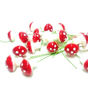 300 Adet Küçük Kırmızı Renk Mantar Süs 1,5 cm