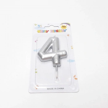 4 Gümüş Rakam Mum