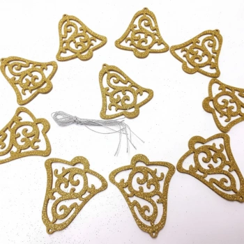 Çan Şeklinde Gold Keçe Zilli Yılbaşı Ağacı Süsü 4 Adet