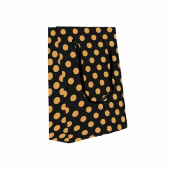 Altın Puaniyeli Siyah Karton Çanta 11x16,5cm