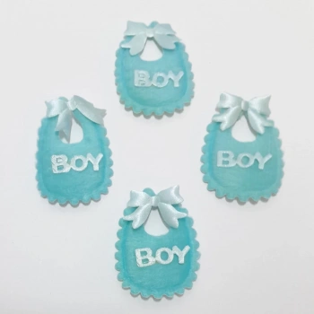 Bebek Yaka Mavi Süsleme Kumaş Sticker 25 Adet