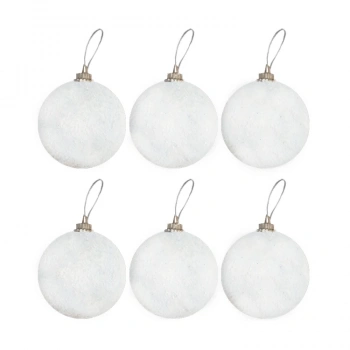 Beyaz Ağaç Süsleme Topları 4 cm 6lı