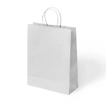 Beyaz Büküm Saplı Kraft Çanta 25x31cm