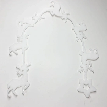 Beyaz Geyikli Şerit Yılbaşı Süslemesi