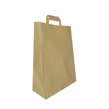 Flat Saplı Kraft Poşet 33x33x20 25li -Naturel-