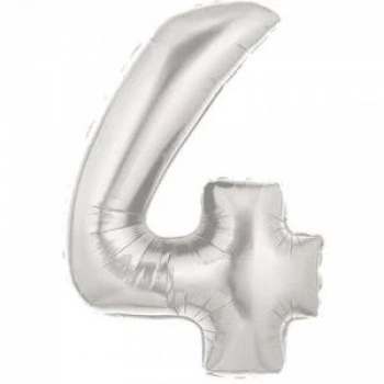 Gümüş Rakam 4 Folyo Balon 40 İnç 100 Cm