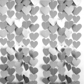 Gümüş Renk Kalp Kağıt Sarkıt Süs 4 Metre