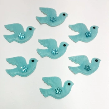 Güvercin Mavi Süsleme Kumaş Sticker 25 Adet