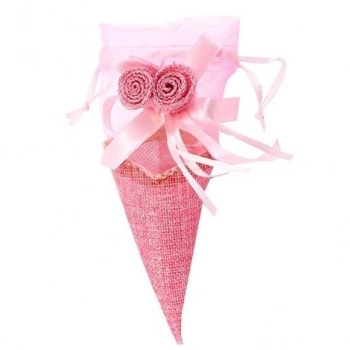 Hasır Külah Çerez Kesesi Pembe 15 cm 12 Adet