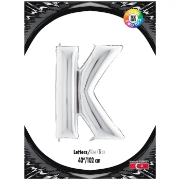 K Harf Gümüş Folyo Balon 40