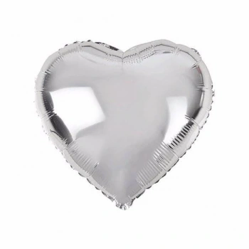 Kalpli Gümüş Renk Folyo Balon 18 inç 40 cm