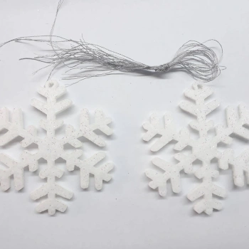 Kar Tanesi Beyaz Simli Keçe Yılbaşı Ağacı Süsü 10 Adet