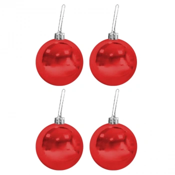 Kırmızı Ağaç Süsleme Topları 8 cm 4lü