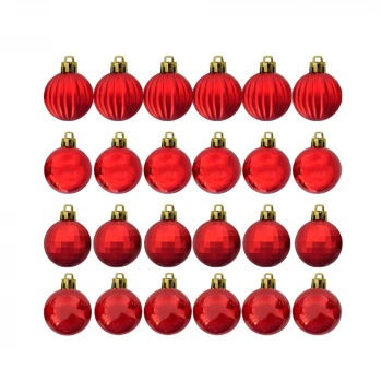 Kırmızı Lüks Ağaç Süsleme Seti 3 cm