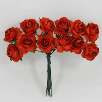 Kırmızı Renk Kağıt Çiçek Mini Boy 144 lü