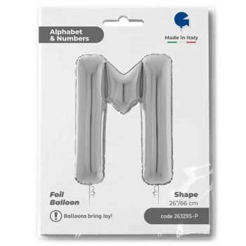 M Harf Grabo Gümüş Folyo Balon 26