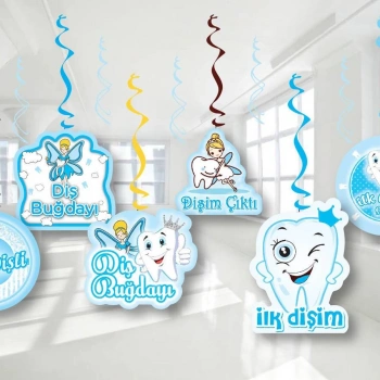 Mavi Diş 6lı Tavan Süs