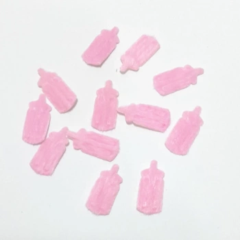 Mini Biberon Pembe Süsleme Kumaş Sticker 50 Adet