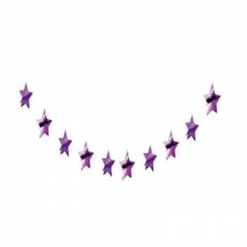 Mor Renk Yıldız Kağıt Sarkıt Süs 4 Metre