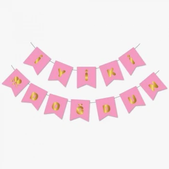Pembe Gold İyi Ki Doğdun Yaldızlı Banner