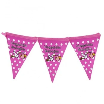 Pembe Hoş Geldin Bebeğim Flama