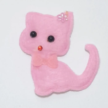 Pembe Kedi Süsleme Kumaş Sticker (100 Adet)