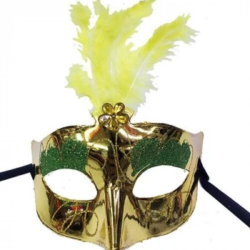 Plastik Gold Tüylü Maske