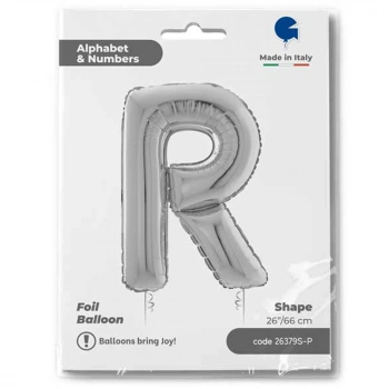 R Harf Grabo Gümüş Folyo Balon 26