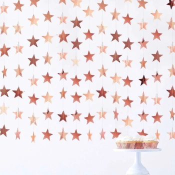 Rose Gold Yıldız Kağıt Sarkıt Süs 4 Metre