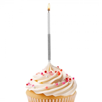 Simli Doğum Günü Mumu -Gümüş 6lı