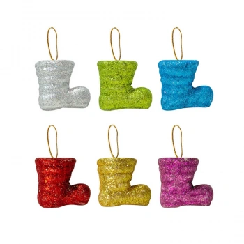 Simli Noel Çizme Yılbaşı Ağaç Süsü 6lı