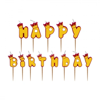 Takım Renklerinde Happy Birthday Kürdan Mum