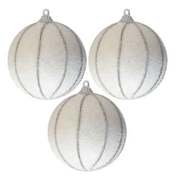 Zincir Detay Beyaz Lüks Ağaç Süsleme Topları 8cm