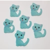 Mavi Kedi Süsleme Kumaş Sticker 100 Adet