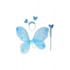 Mavi Kelebek Kanadı Asa ve Taç Set