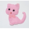 Pembe Kedi Süsleme Kumaş Sticker (100 Adet)