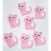 Pembe Kedi Süsleme Kumaş Sticker (25 Adet)