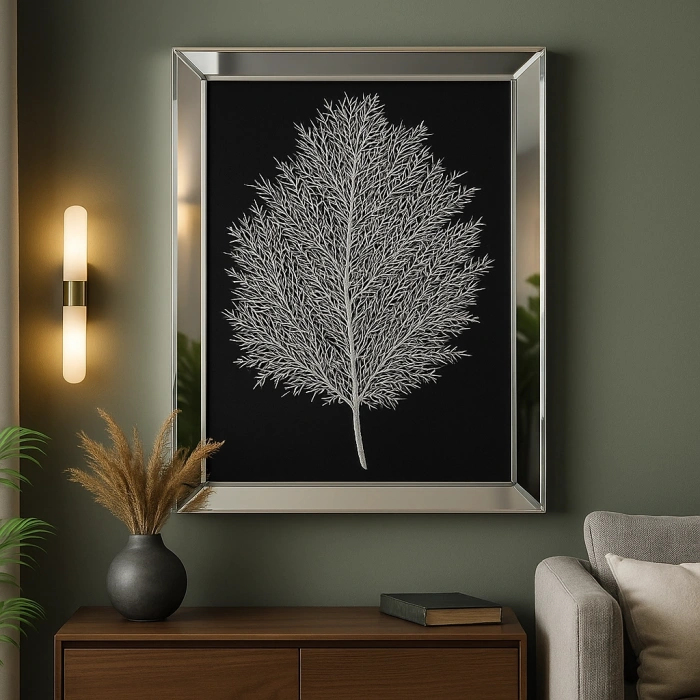 KRİSTAL AYNA ÇERÇEVELİ DENİZ DALLARI TEMALI DUVAR TABLOSU