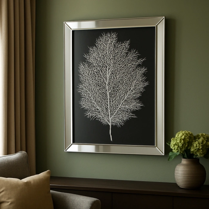 KRİSTAL AYNA ÇERÇEVELİ DENİZ DALLARI TEMALI DUVAR TABLOSU