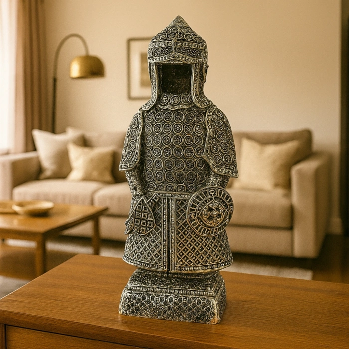 ALLAHIN 99 İSMİ YAZILI GALD GÜMÜŞ ZIRHLI SAVAŞÇI BİBLO 23X10