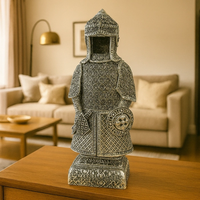 ALLAHIN 99 İSMİ YAZILI GALD GÜMÜŞ ZIRHLI SAVAŞÇI BİBLO 23X10