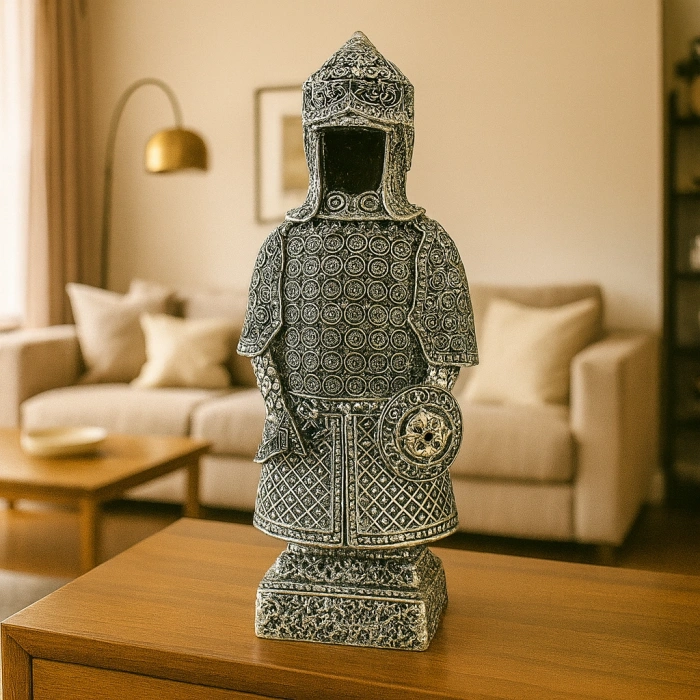 ALLAHIN 99 İSMİ YAZILI GALD GÜMÜŞ ZIRHLI SAVAŞÇI BİBLO 23X10