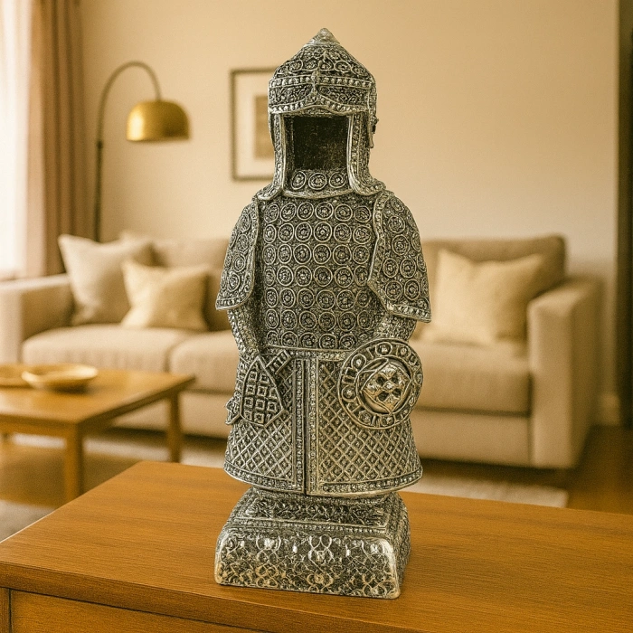 ALLAHIN 99 İSMİ YAZILI GALD GÜMÜŞ ZIRHLI SAVAŞÇI BİBLO 23X10