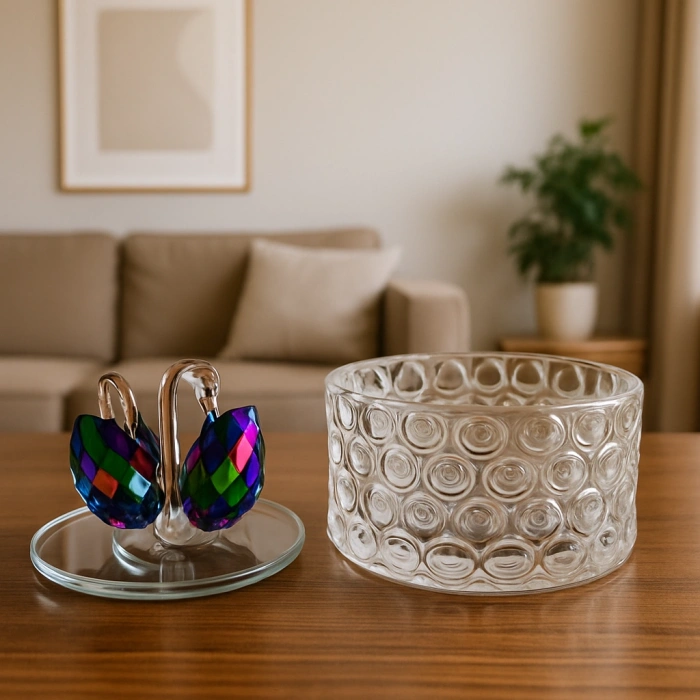 KRİSTAL İKİ KUĞULU TAKI TOKA KUTUSU 12X8